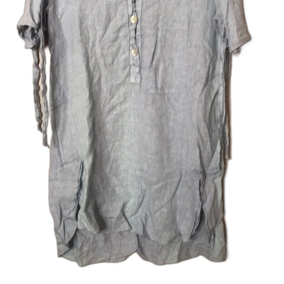 Linen midi ladies pullover shirt dress made in Italy size medium relaxed cute - Picture 3 of 12